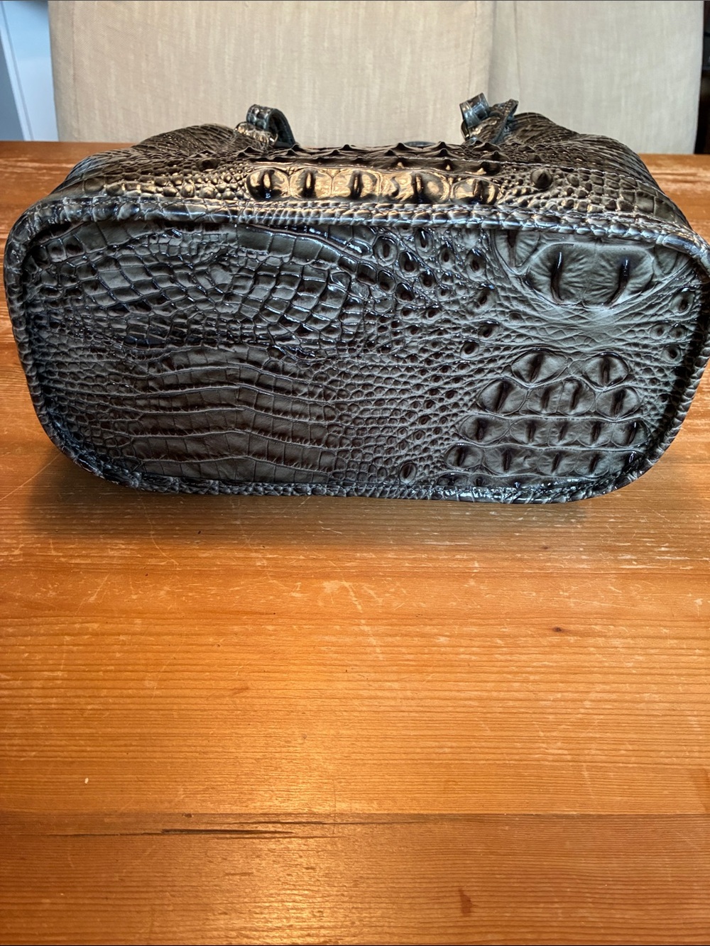 Brahmin Fiora Dark Gray Melbourne Bucket Shoulder Tote Bag - Picture 10 of 16